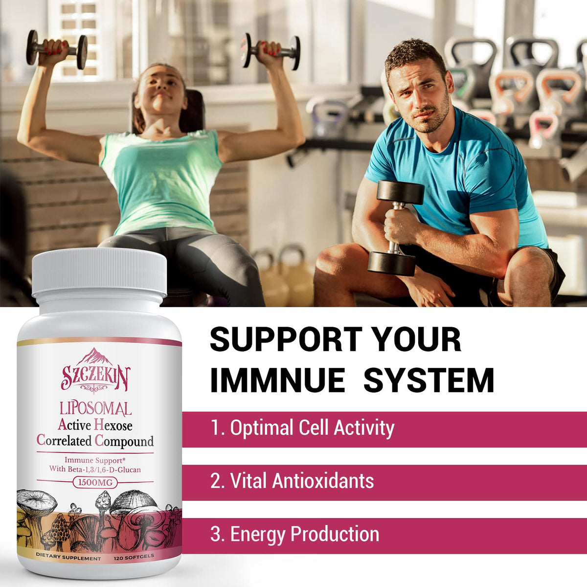 SZCZEKIN Complément Alimentaire Liposomal 1500mg 480 Gélules côté