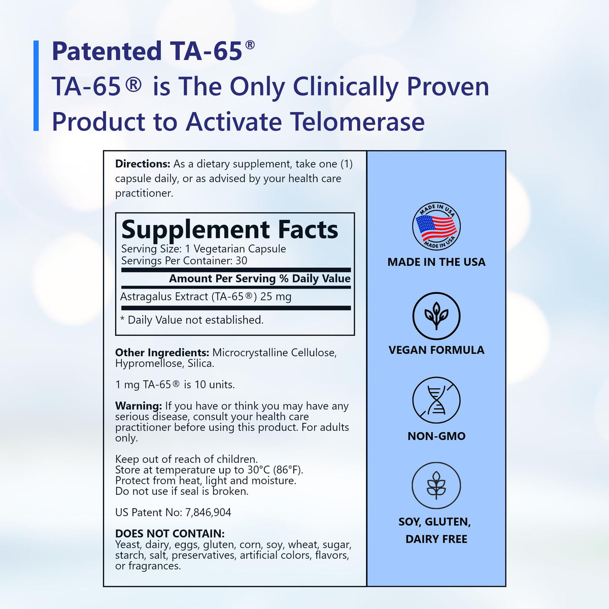 T.A. Sciences TA-65 Complément Alimentaire 30 Gélules côté