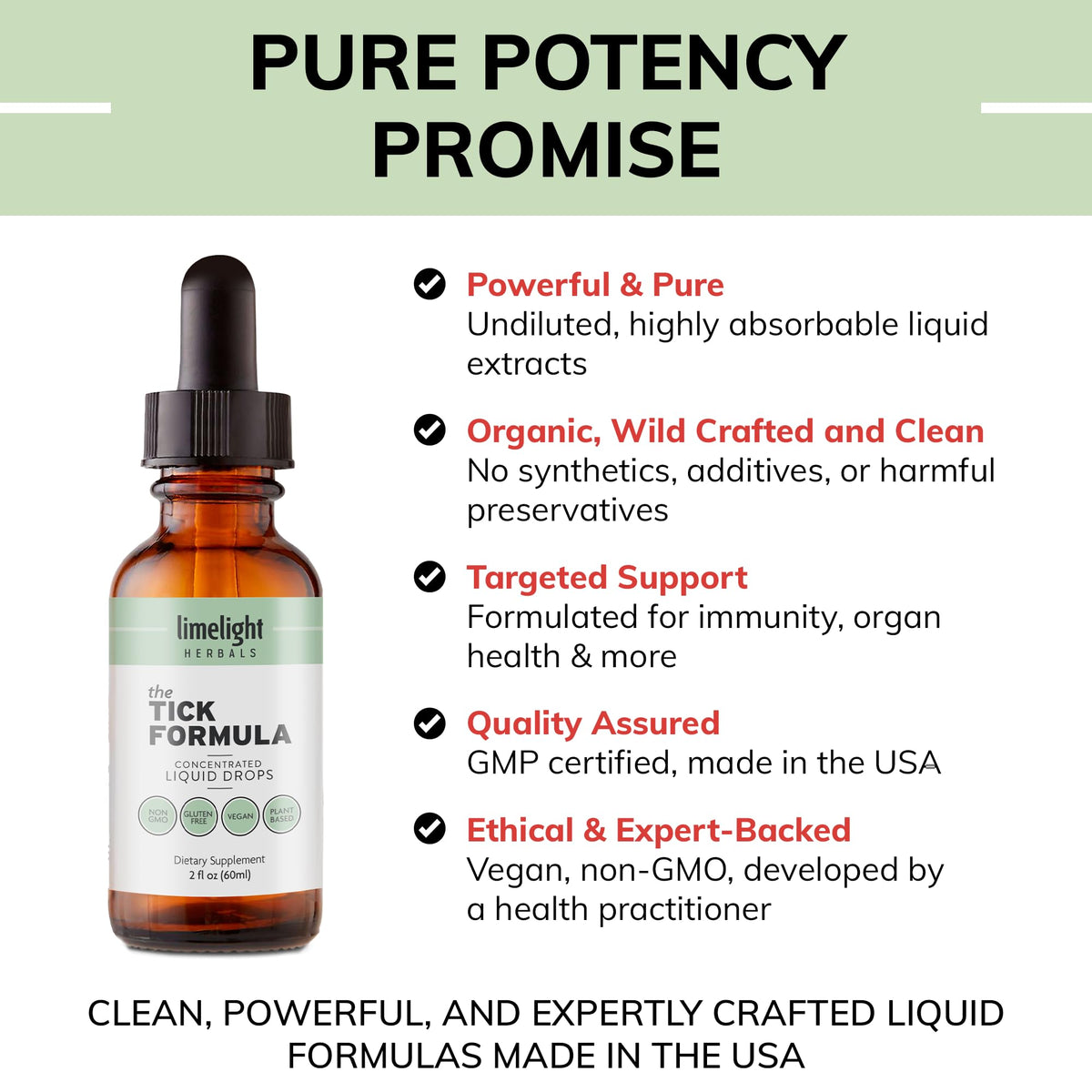 Tableau des ingrédients de la Formule Anti-Tiques LIMELIGHT HERBALS