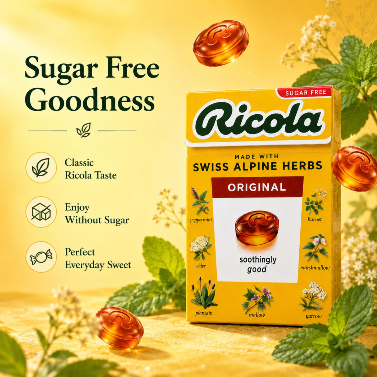 Tableau des ingrédients des bonbons aux herbes Ricola