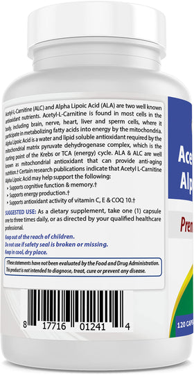 Tableau des ingrédients du Best Naturals Acétyl L-Carnitine