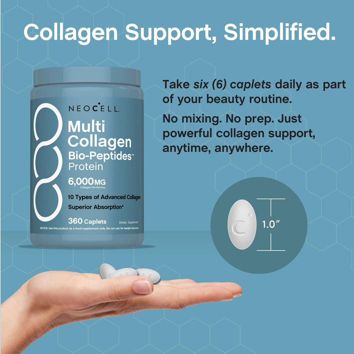 Tableau nutritionnel de NeoCell Multi Collagen Peptides