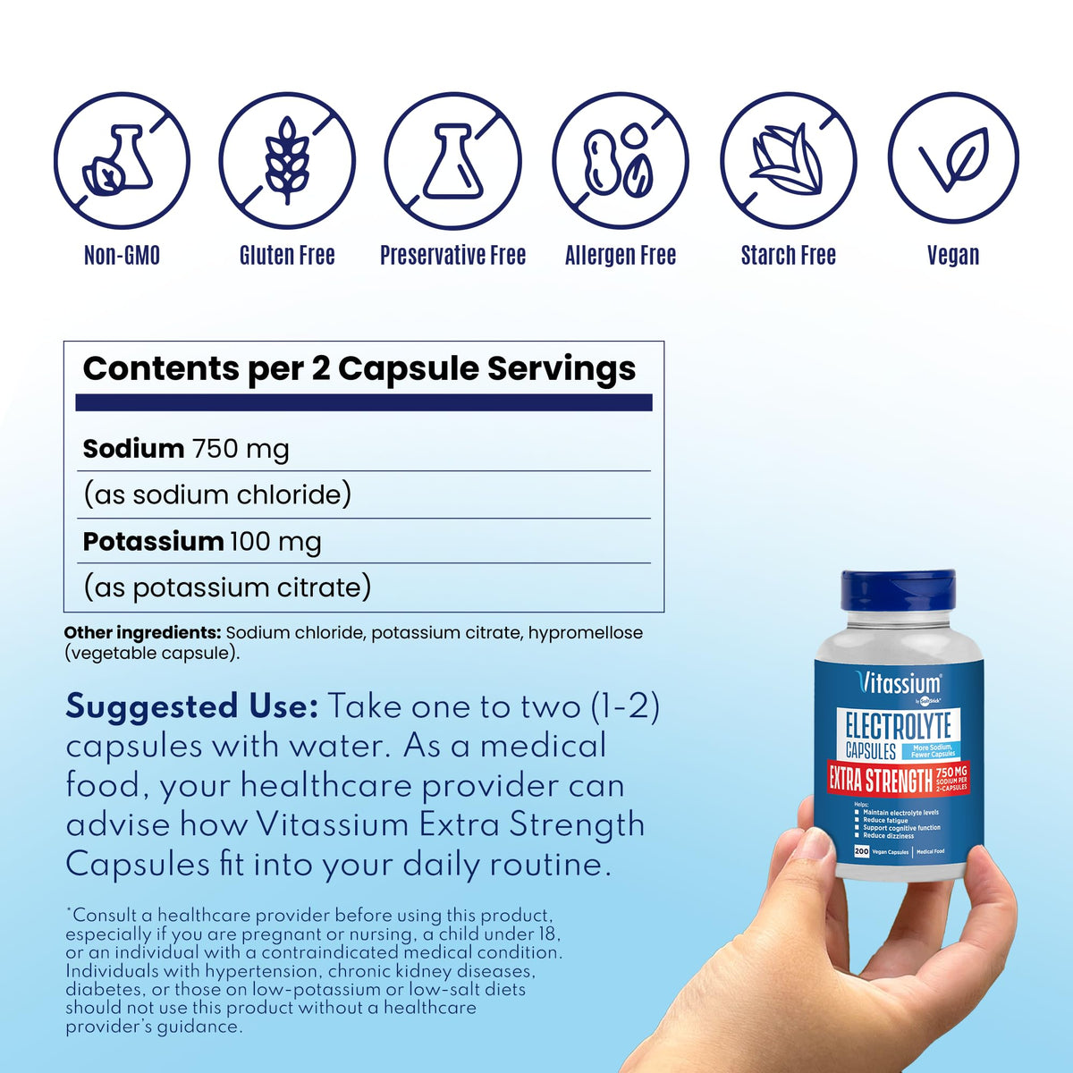 Tableau nutritionnel des capsules Vitassium