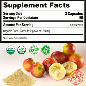 Tableau nutritionnel des gélules de vitamine C Camu Camu