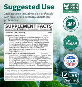 Tablette Bio Super Greens Healths Harmony avec des fruits et légumes