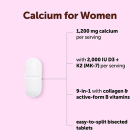 Tablette bisectée de calcium Micro Ingredients sur fond blanc