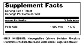 Tablette d'Acide Folique 1000 mcg Amazing Nutrition