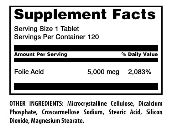 Tablette d'acide folique Amazing Nutrition vue de près