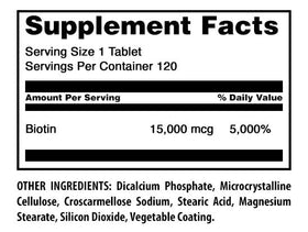 Tablette d'Amazing Nutrition Biotine 15000 Mcg sur une surface blanche
