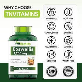 Tablette d'extrait de Boswellia tnvitamins sur une surface blanche