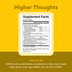Tablette d'information nutritionnelle du complément Higher Thoughts