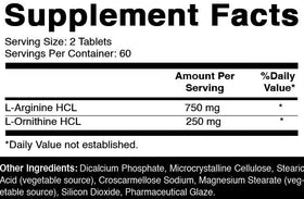 Tablette d'Oxify L-Arginine L-Ornithine sur fond blanc