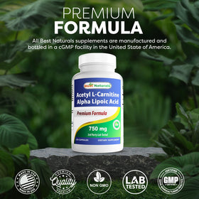 Tablette de Best Naturals Acetyl L-Carnitine à côté d'un verre d'eau