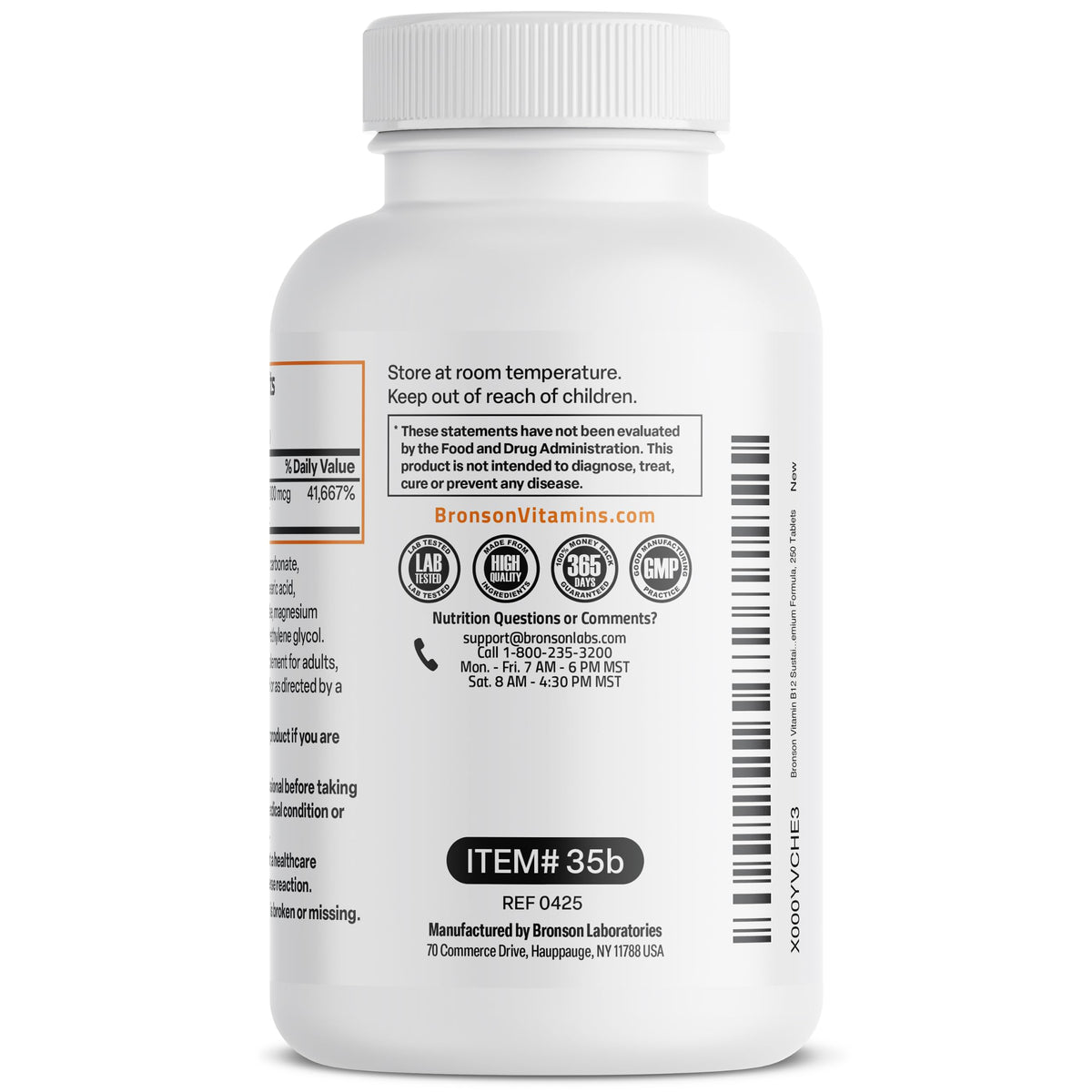Tablette de Bronson Vitamine B12 1000 MCG prise avec de l'eau