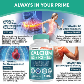 Tablette de Calcium 1200 mg avec Vitamine D3 K2 sur un fond neutre