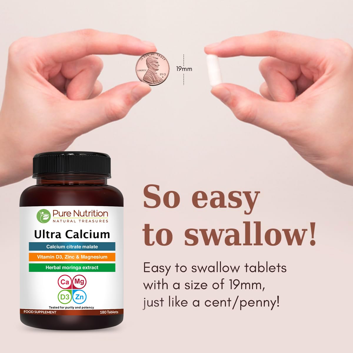 Tablette de Calcium Citrate 1000mg sur fond blanc