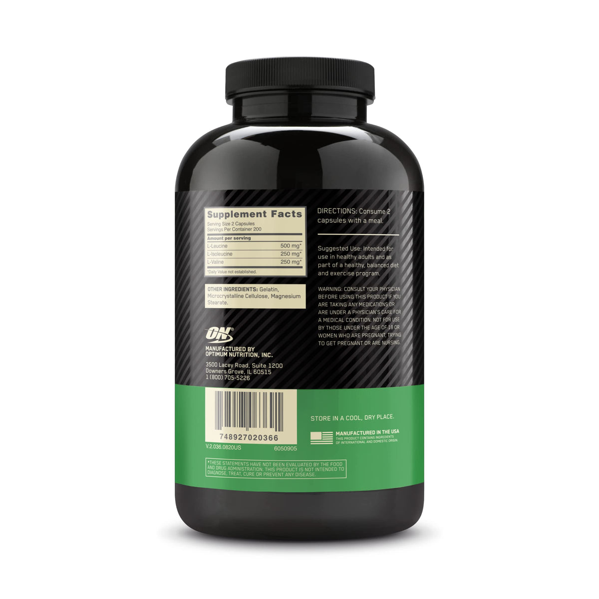 Tablette de capsules BCAA Optimum Nutrition avec mesure