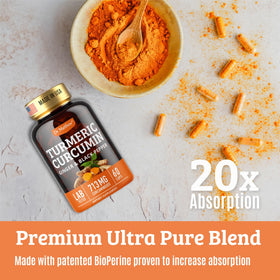 Tablette de capsules de curcuma Dr. Matthew avec ingrédients
