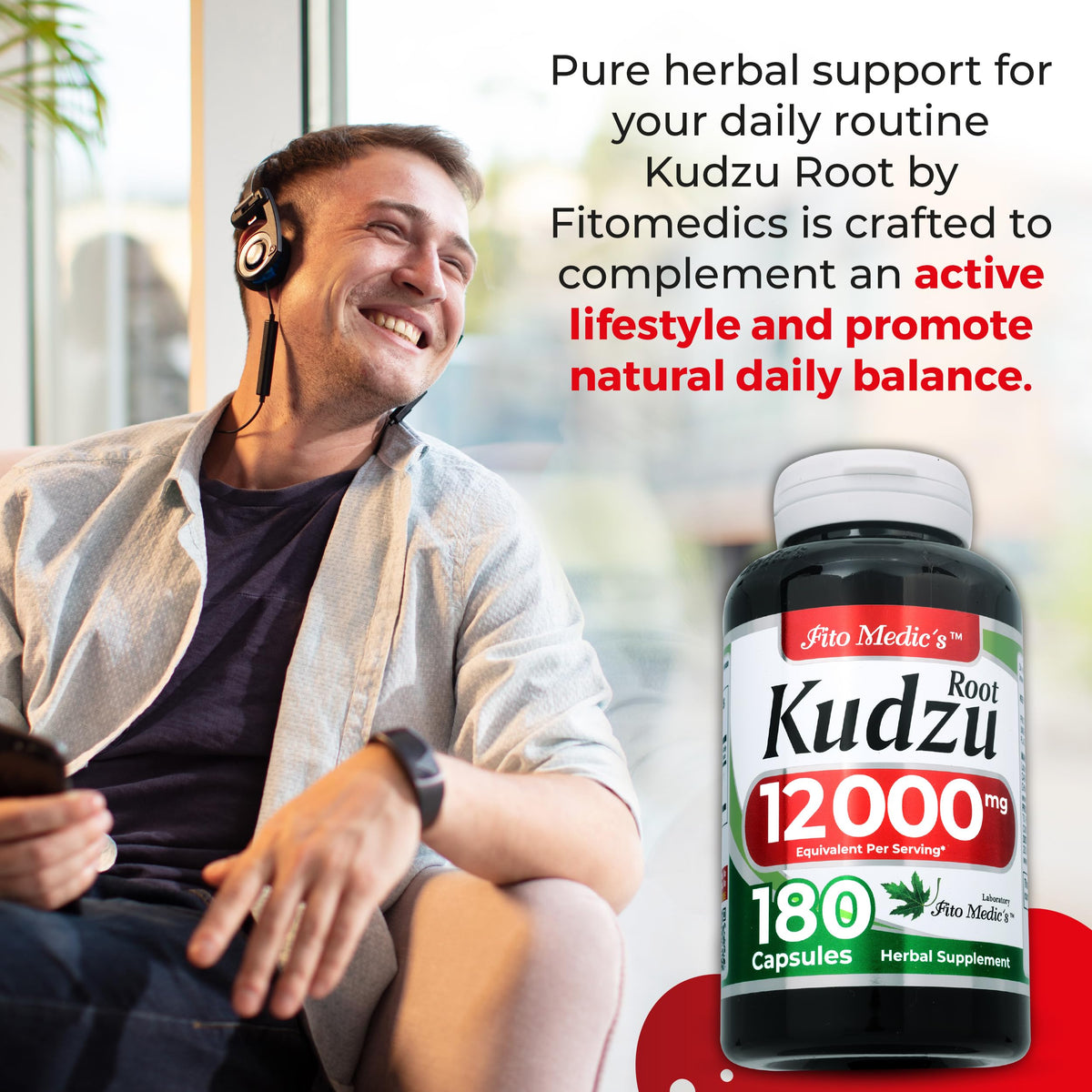 Tablette de capsules de kudzu sur une surface en bois