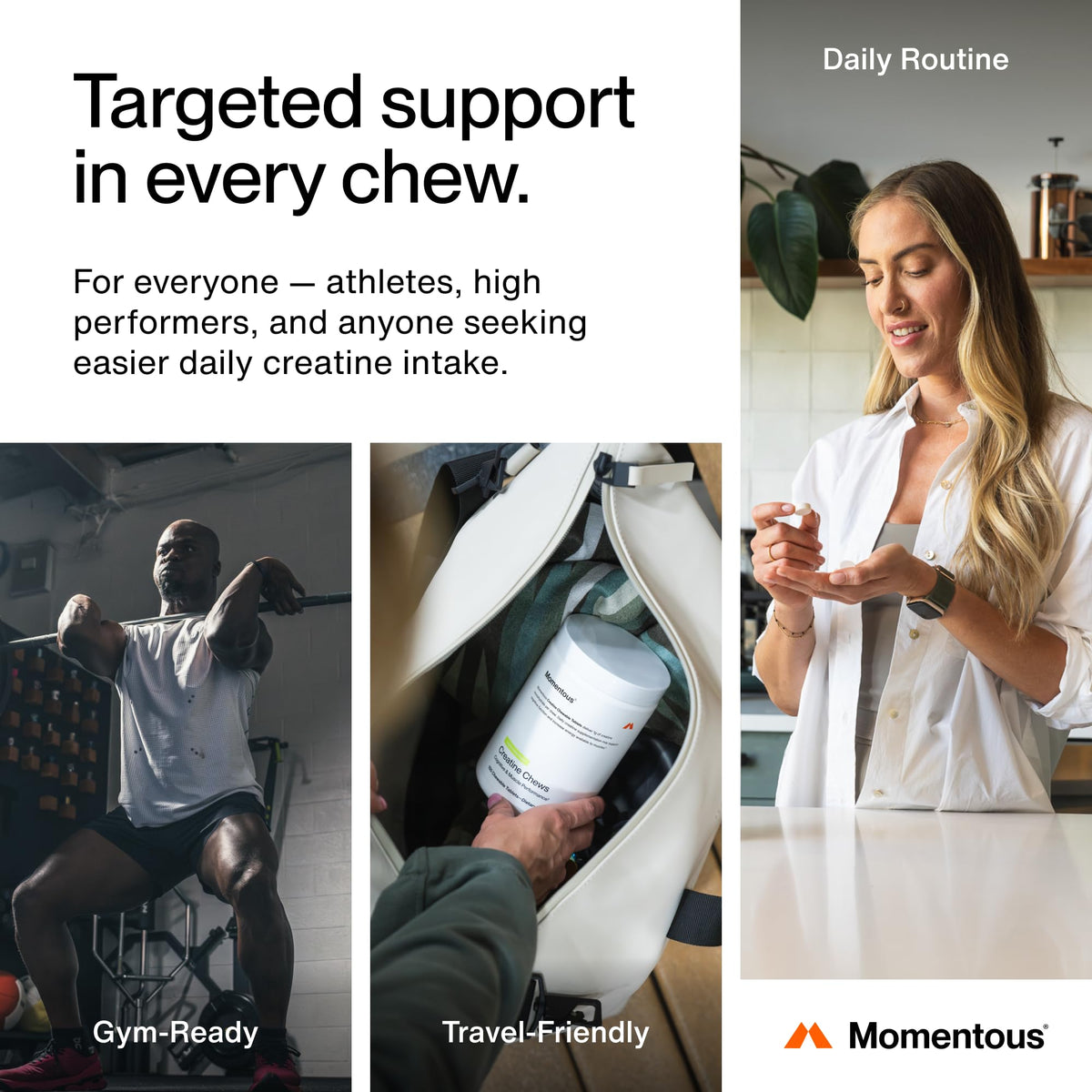 Tablette de Chews de Créatine Monohydrate Momentous, gros plan