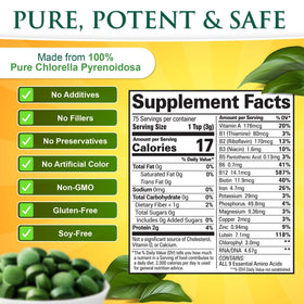 Tablette de Chlorella Sunlit Best sur une surface blanche