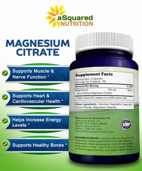 Tablette de citrate de magnésium aSquared Nutrition sur une surface blanche