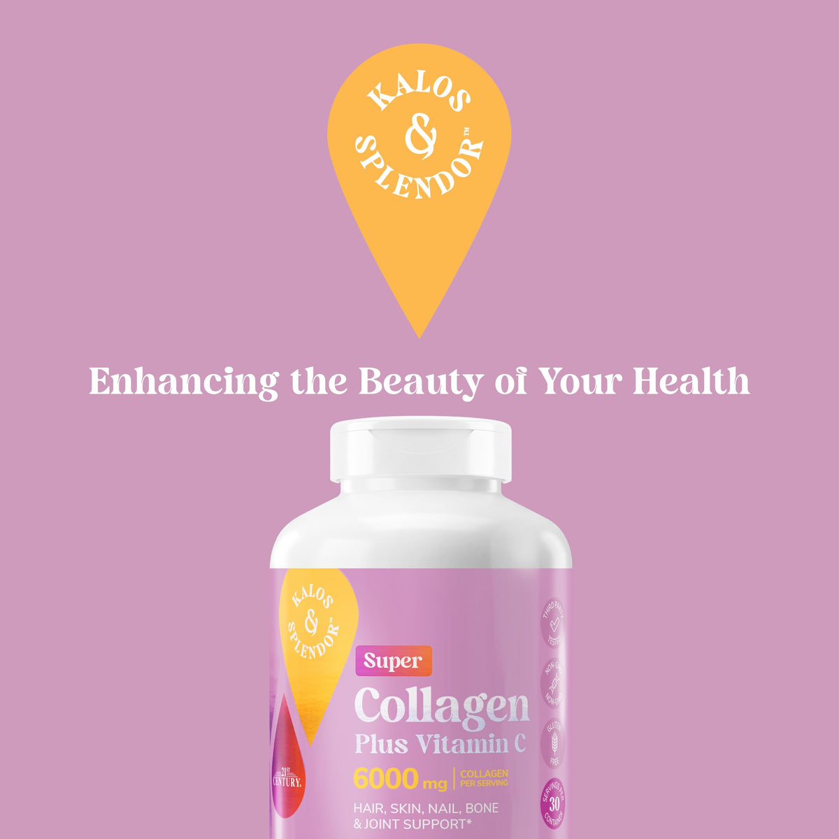 Tablette de collagène et vitamine C de Kalos and Splendor