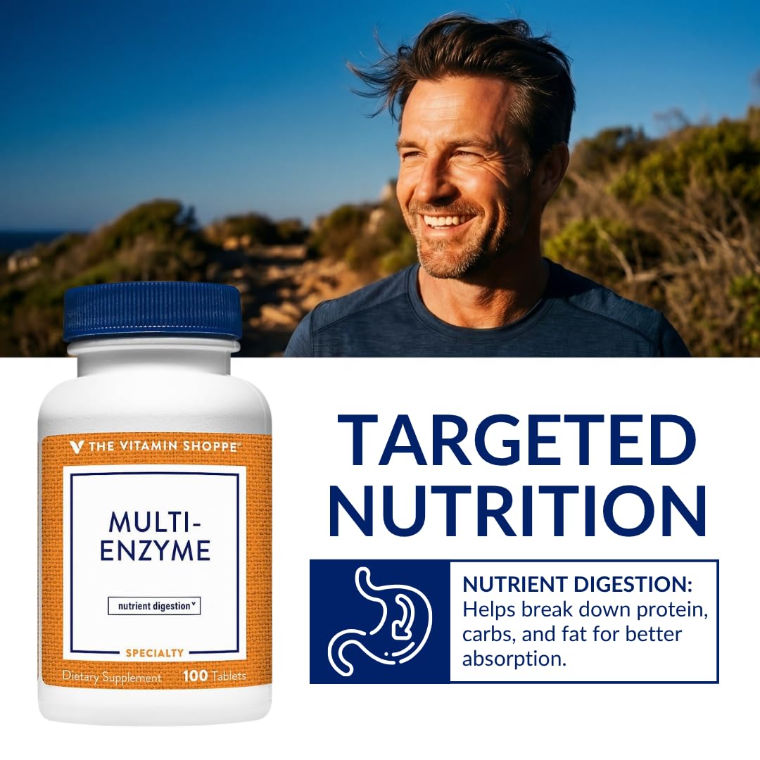Tablette de compléments alimentaires multi-enzymes The Vitamin Shoppe dans une main