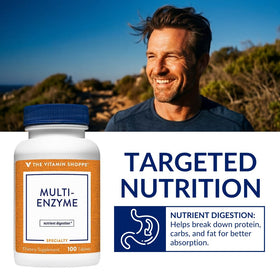 Tablette de compléments alimentaires multi-enzymes The Vitamin Shoppe dans une main