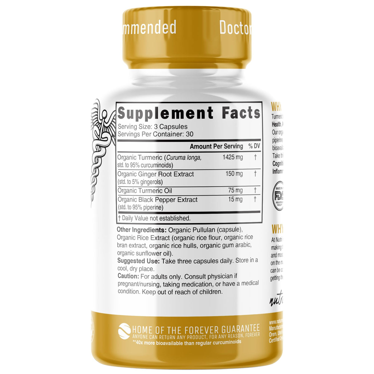 Tablette de Curcuma Curcumin Nature's Fusions, présentation sur fond blanc