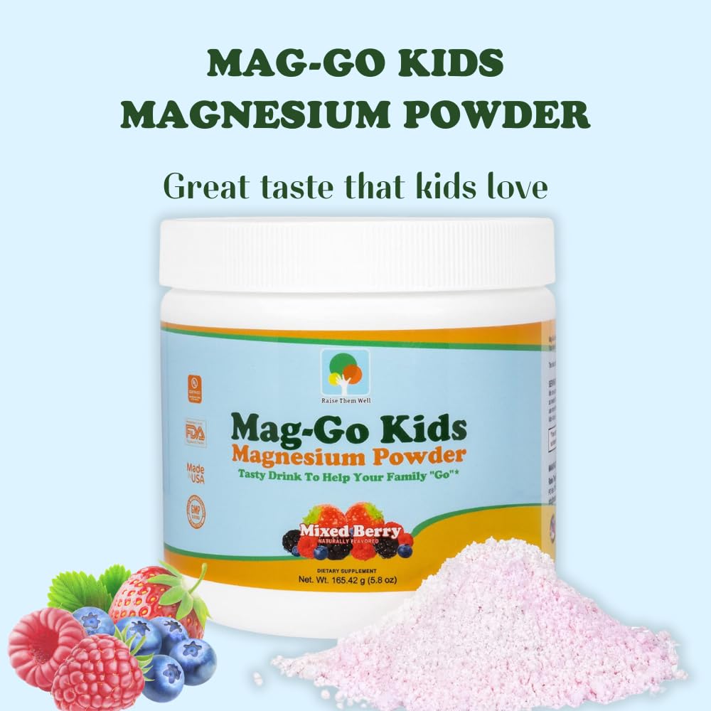 Tablette de dosage de Raise Them Well Mag Go Kids Poudre de Magnésium