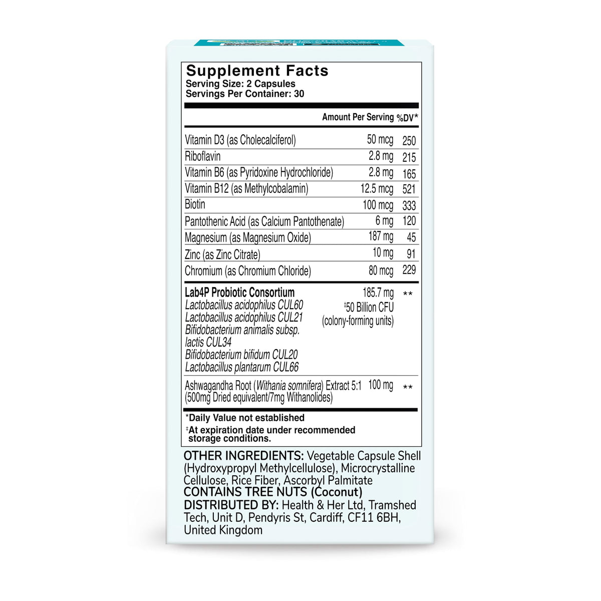 Tablette de dosage du complément Health and Her Probiotiques