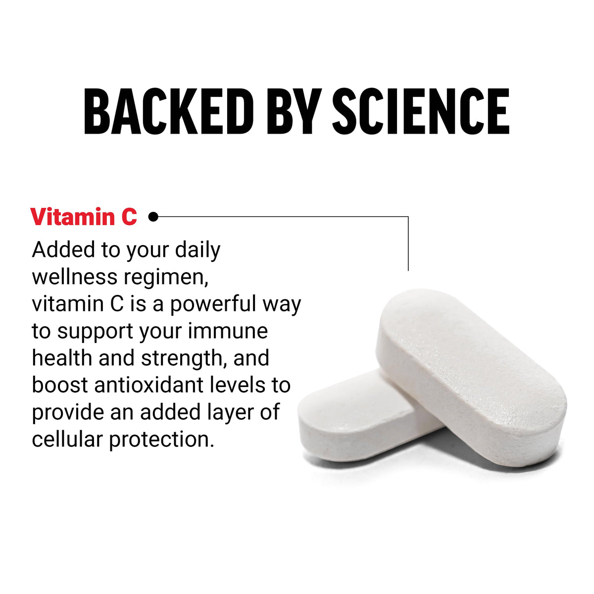 Tablette de Force Factor Vitamine C 1000mg sur une surface en bois