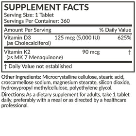 Tablette de Futurebiotics Vitamine K2 et D3 sur fond clair