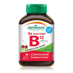 Tablette de Jamieson Vitamine B12 5000 mcg fondante saveur cerise