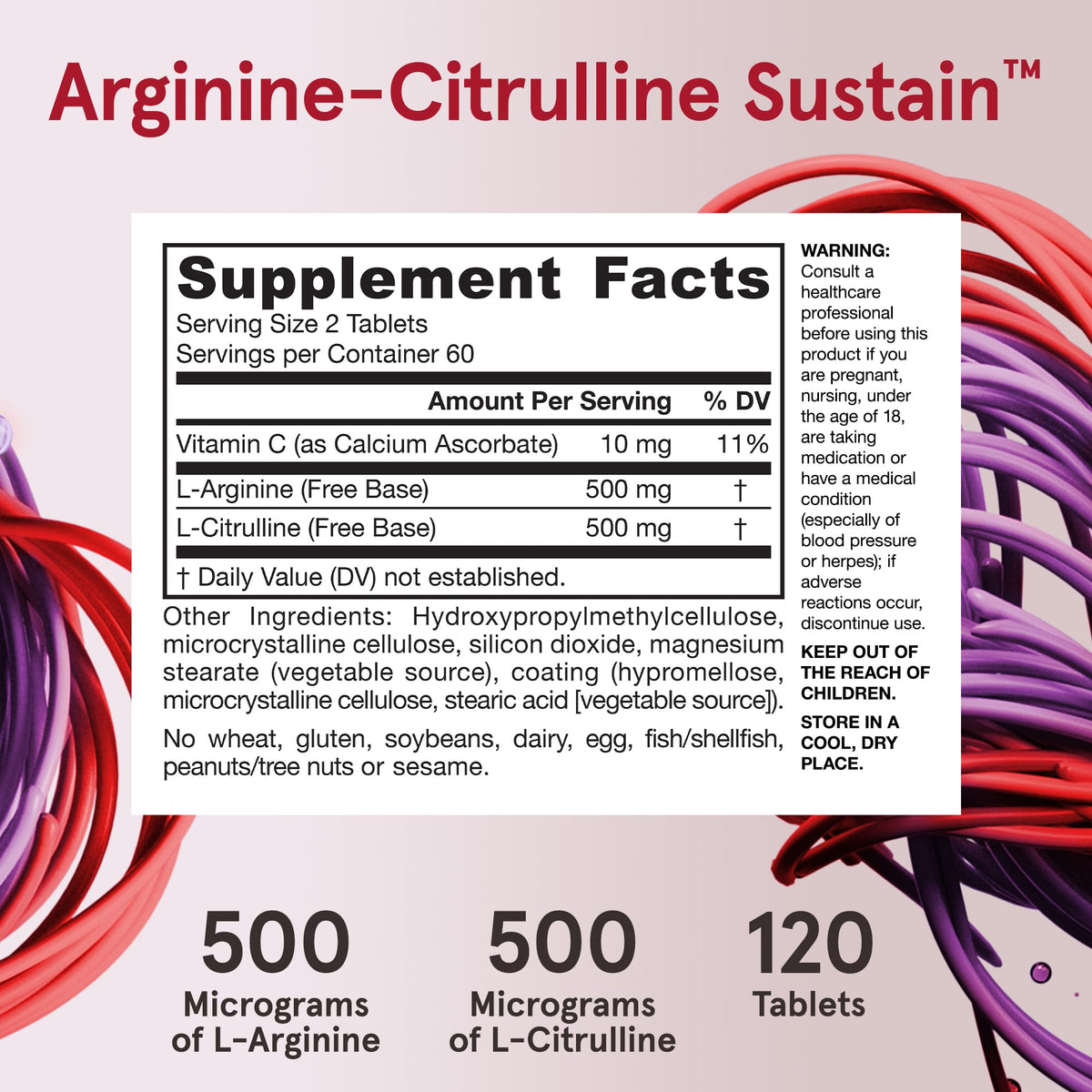 Tablette de Jarrow Formulas Arginine-Citrulline Sustain en gros plan