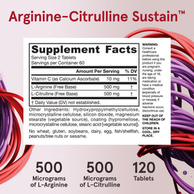 Tablette de Jarrow Formulas Arginine-Citrulline Sustain en gros plan