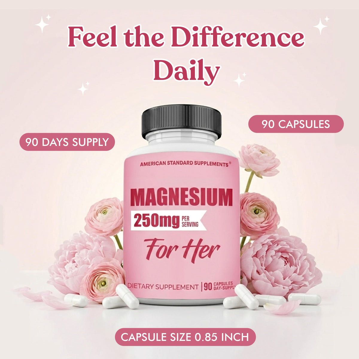 Tablette de Magnésium Glycinate 250mg dans la main