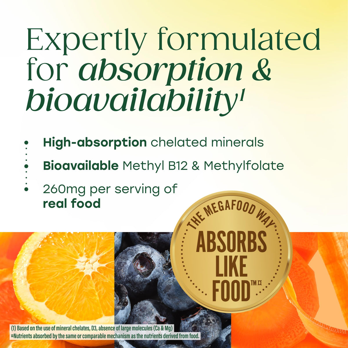 Tablette de MegaFood Multivitamine sur un fond blanc