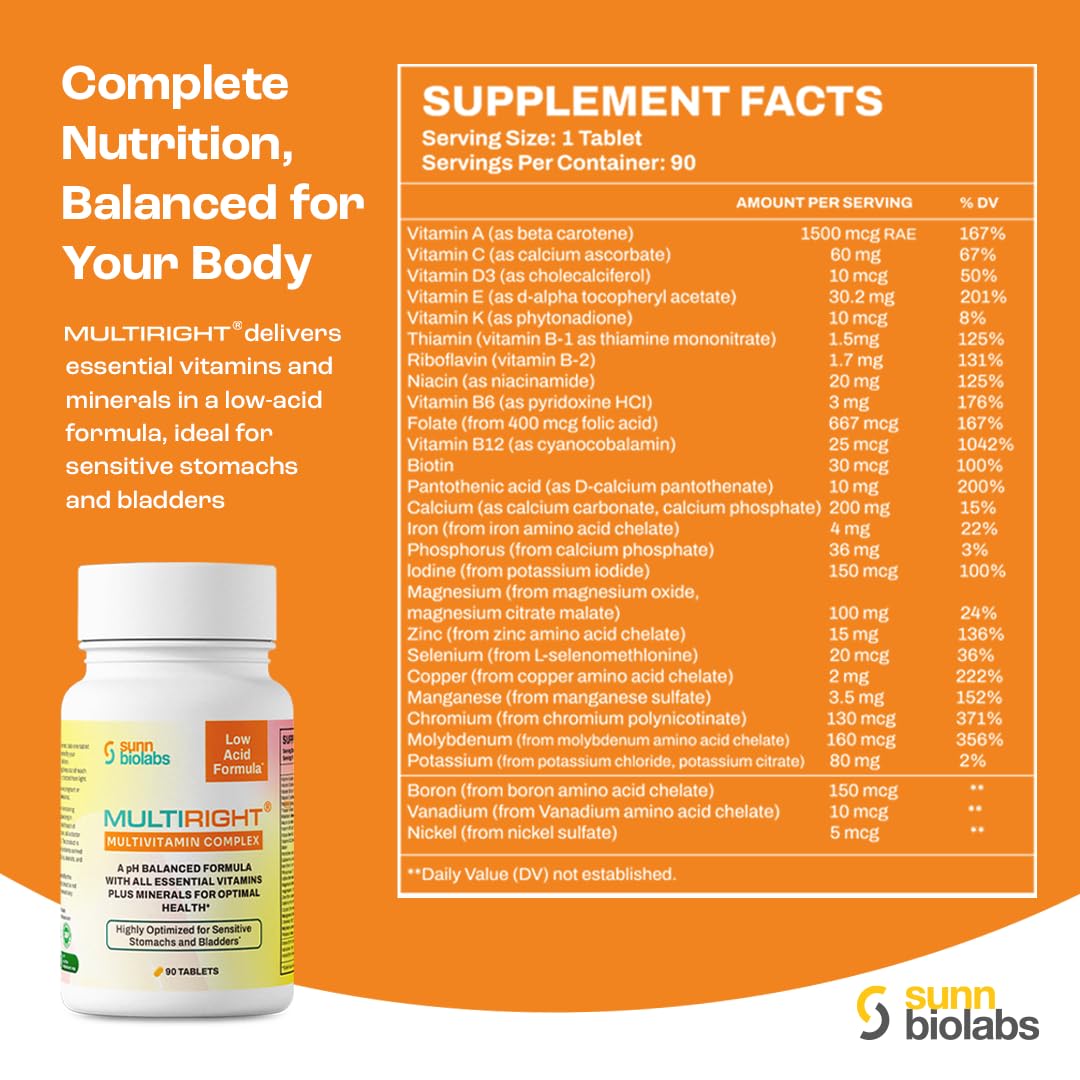 Tablette de multivitamine SUNN BIOLABS sur fond neutre