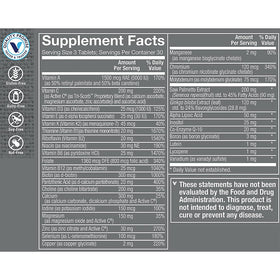 Tablette de multivitamine Ultimate Man 50+ avec ingrédients visibles