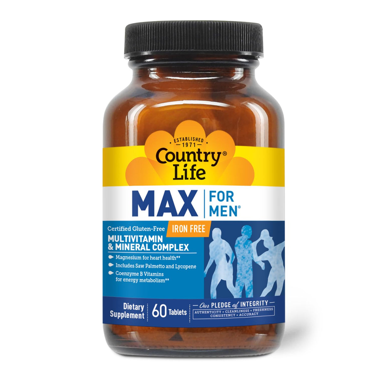 Tablette de multivitamines Country Life pour hommes, gros plan
