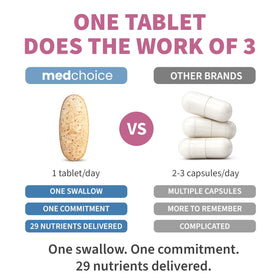 Tablette de multivitamines MEDCHOICE sur un fond blanc