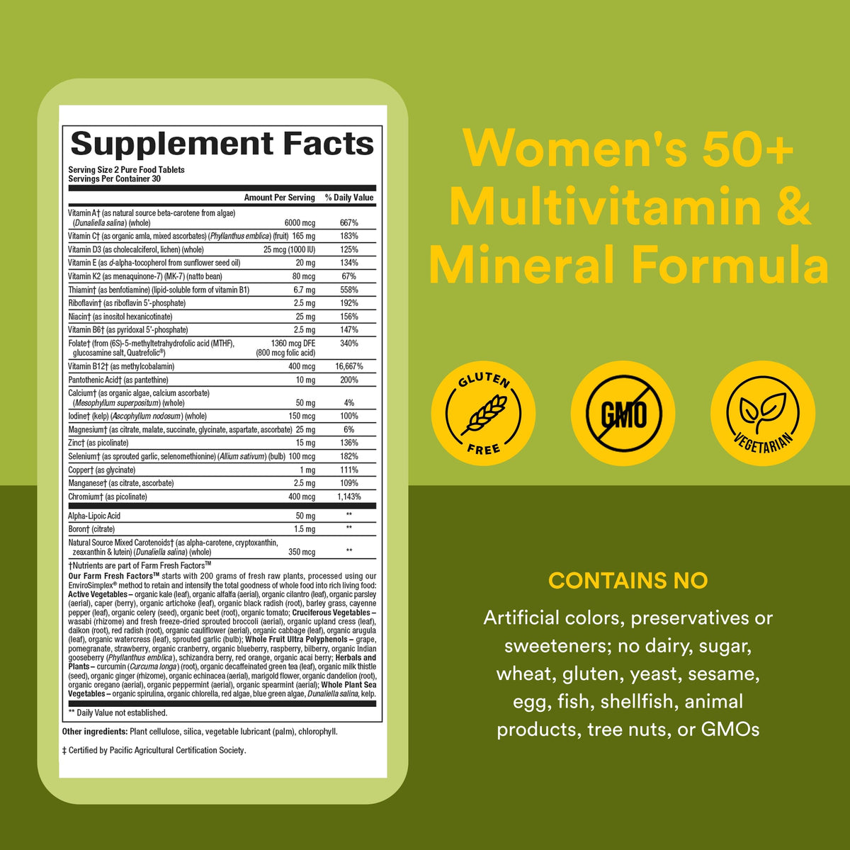 Tablette de Natural Factors Femme 50+ avec verre d'eau