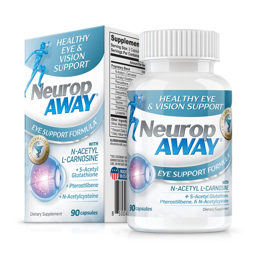 Tablette de NeuropAWAY avec une vue des capsules et des bénéfices