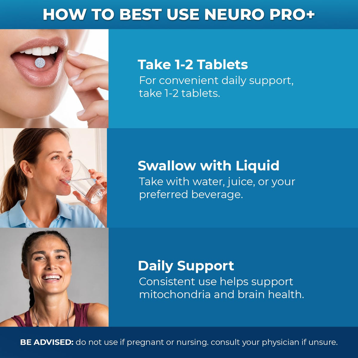 Tablette de NeuroPro+ avec un verre d'eau