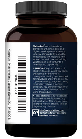 Tablette de pregnenolone NatureBell à côté d'un verre d'eau