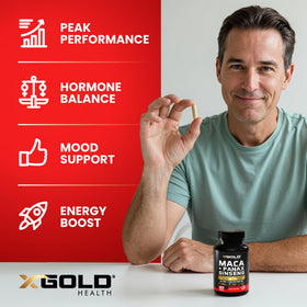 Tablette de présentation des capsules de Maca et Ginseng X Gold Health