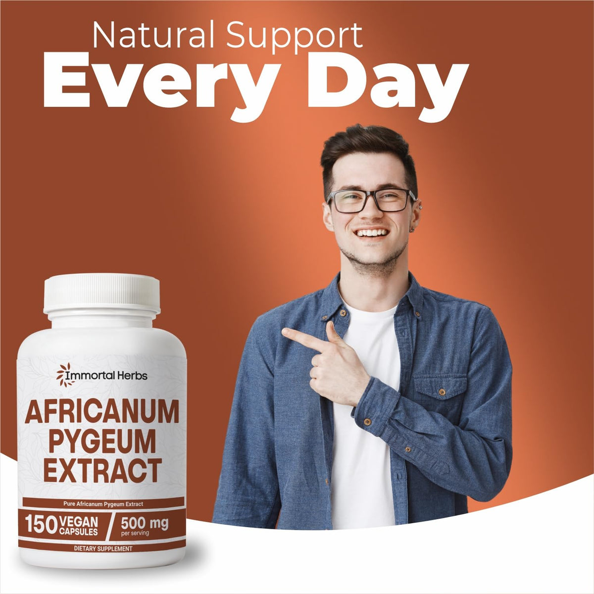 Tablette de Pygeum Africain Immortal Herbs sur surface en bois