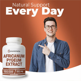 Tablette de Pygeum Africain Immortal Herbs sur surface en bois